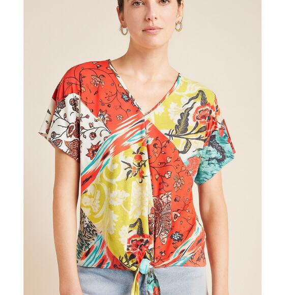 Anthropologie Aldomartins Charlize Tie Front Top - Picture 1 of 8
